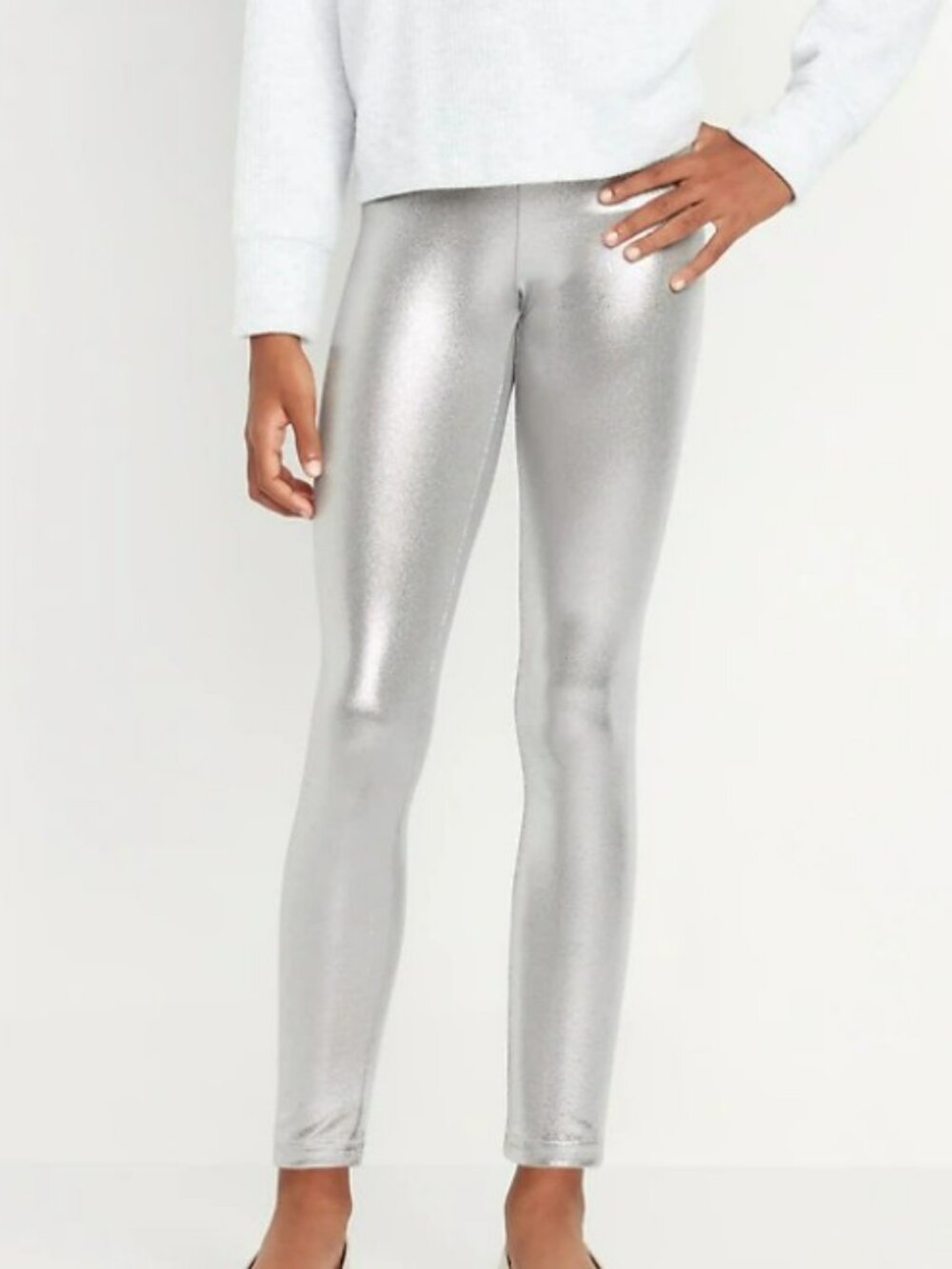 NWT. OLD NAVY Girls Plus Size Foil Silver Leggings